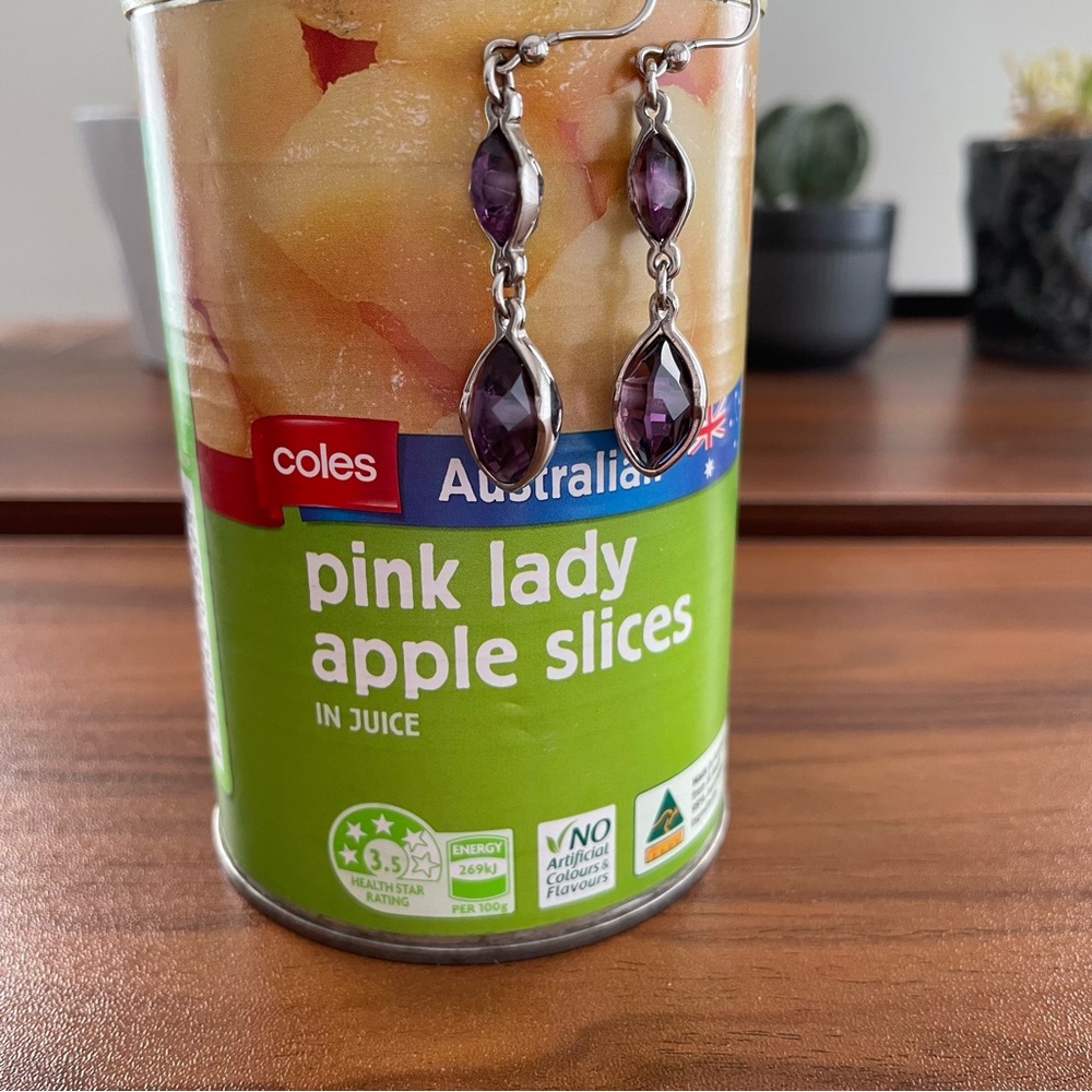 New Amethyst double gem stone drop Silver Earrings 💖 - Picture 5 of 10